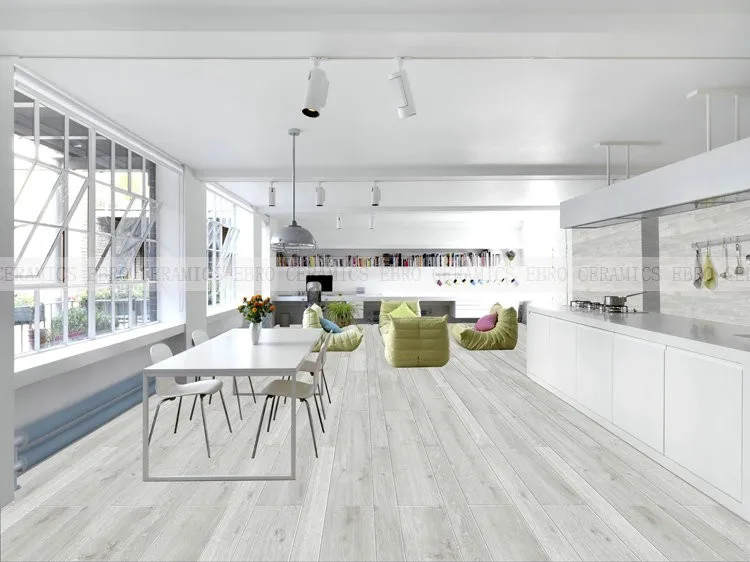 white and grey color 20x120cm timber wood look glazed matt porcelain floor tile