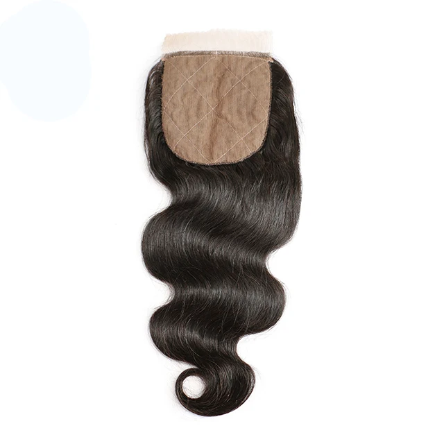Pre Plucked Natural Hair Line Silk base lace closure 4x4 Body wave Bleach knots silk lace closure