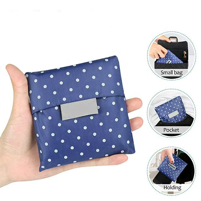 Standard Reusable Shopping Tote Travel Recycle Bag - Grocery Shopping Bag Ripstop Nylon Tote Foldable Integrated Pouch