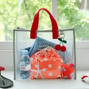 Korean Style Transparent PVC Handbag Swimming Bag Portable Fashion Beach Bag