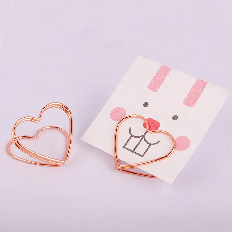 Custom Rose gold and gold heart shape metal memo clips  holder
