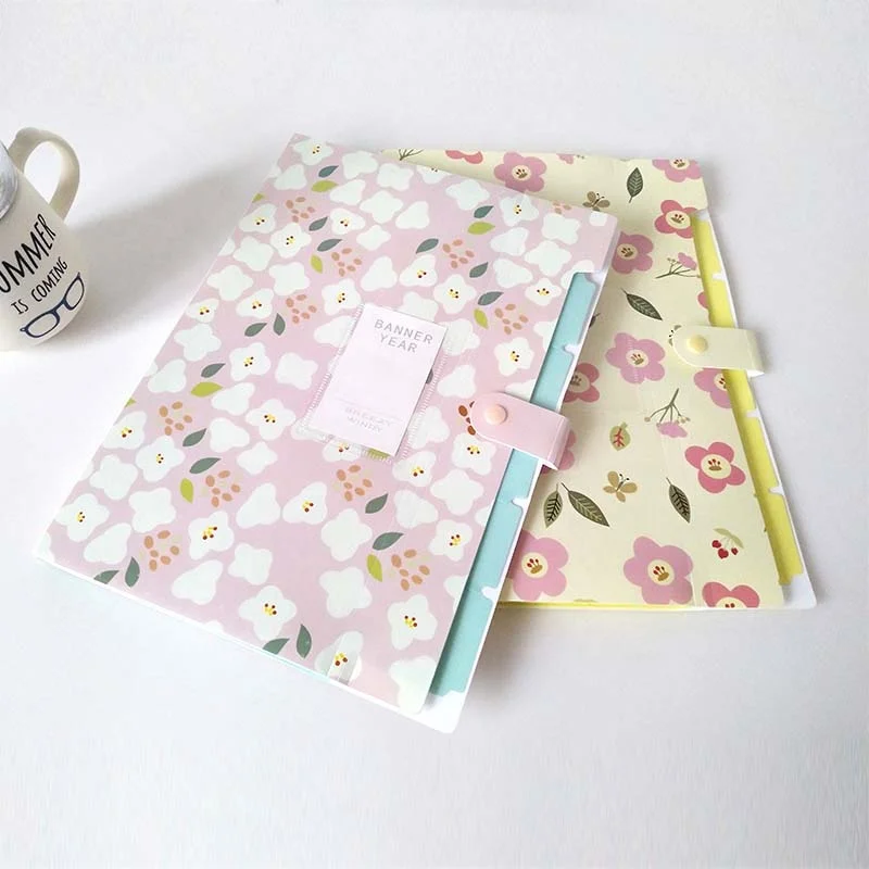 Fashion style custom printed expanding cute pp a4 file folder with 5 pocket