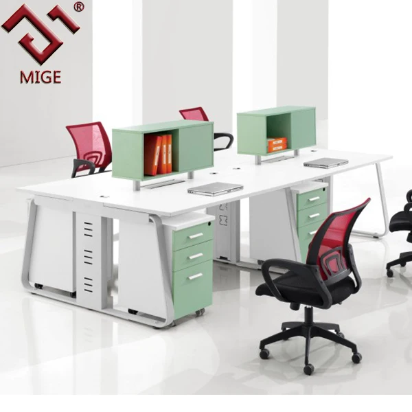White Metal Frame Linear Multi User Computer Workstation