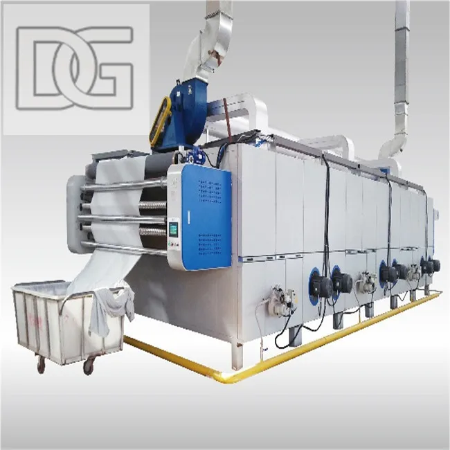 Tensionless Dryer for Knitted and Woven Fabric with 3 layers belt heated by Steam or Oil or Gas