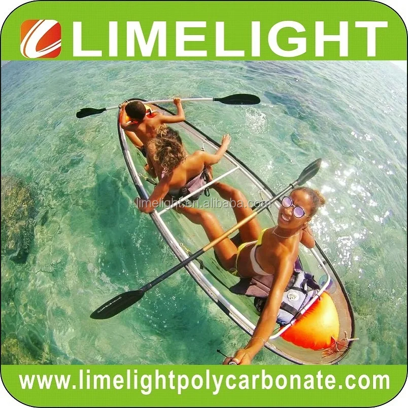 LIMELIGHT double seats and paddles clear bottom kayak polycarbonate canoe for sale
