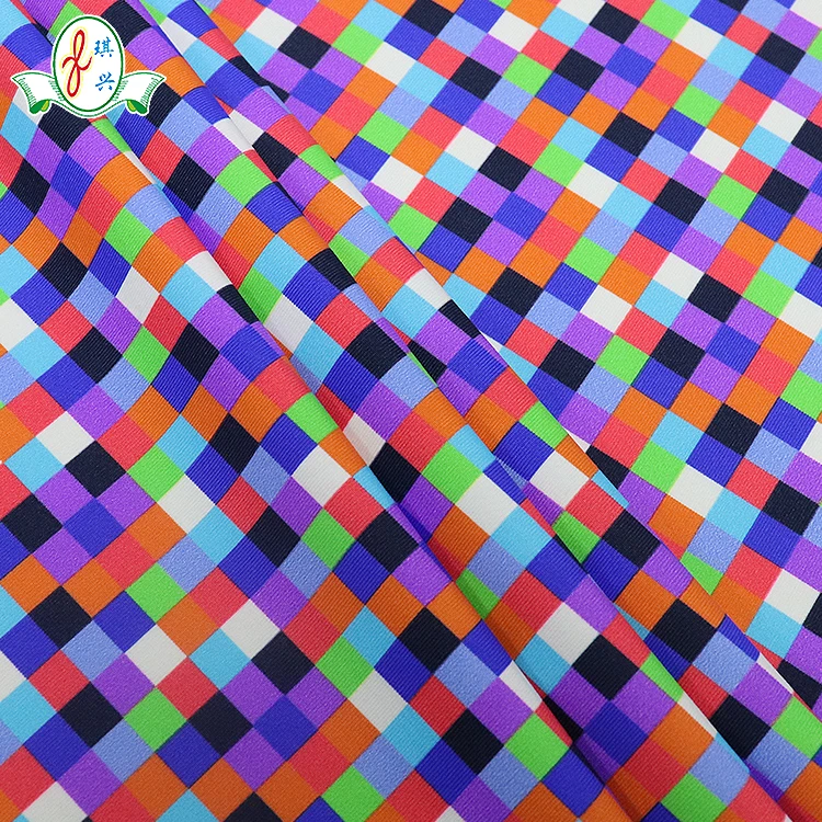 4-way Stretch  Nylon Digital Printed Square Color Printed Swimwear Fabric