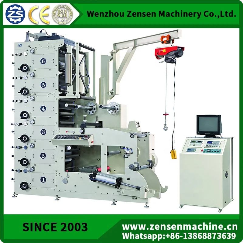 Six Color Roll To Roll Stack Type Self-Adhesive Sticker Label Flexo Printing Machine