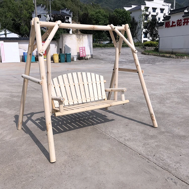 Outdoor Wooden Log Swing Modern Garden Decoration Furniture Chair Porch Swing