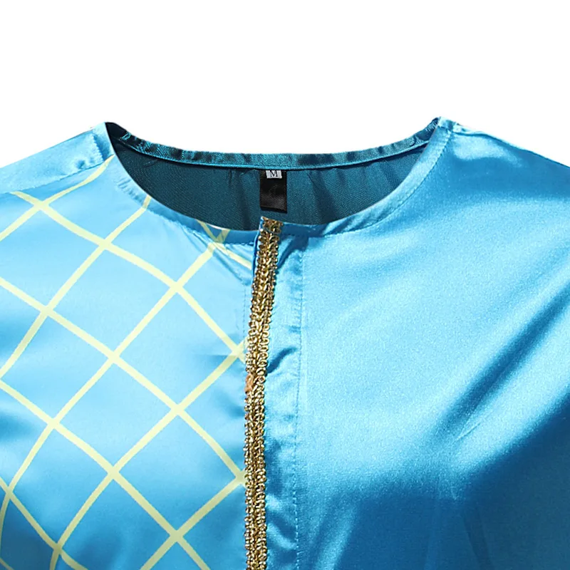 A4170 Wholesale African bazin clothing men big tall blue shirt