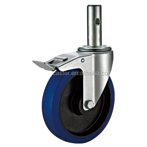 Heavy Duty  industrial lock solid stem swivel elastic rubber caster  wheel