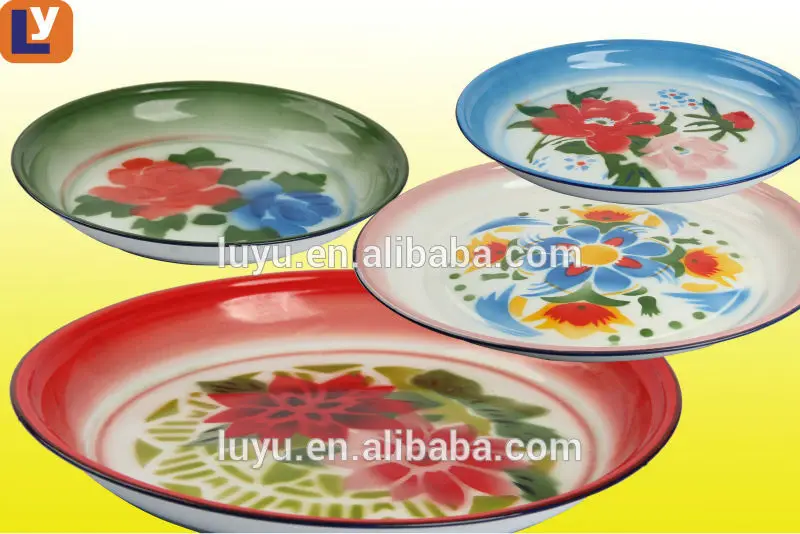 Hot sale 25-80cm cheap deco enamel round tray