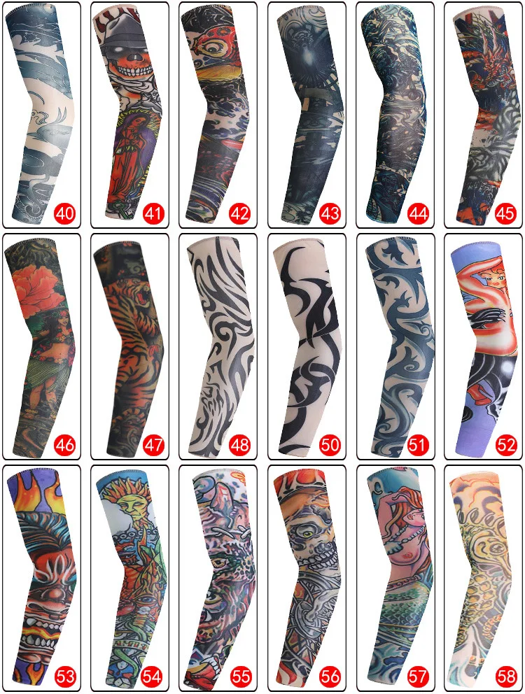 
Temporary Tattoo Sleeve Men Women Arm Warmer Designs Summer Sunscreen Arm Sleeves Cover Tattoos Sun UV Protection Elastic 