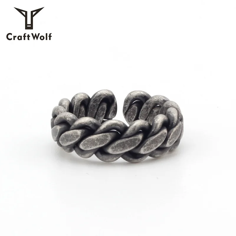Craft Wolf 2020 Fashion fine Jewelry women men Gold Silver plated Stainless Steel dainty Cuban link chain Ring