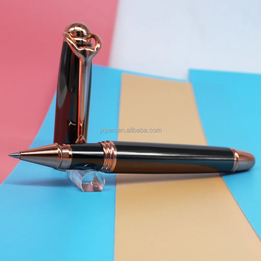 Wholesale alibaba business office gift heavy pen with private engraved logo rose gold metal roller ball pen
