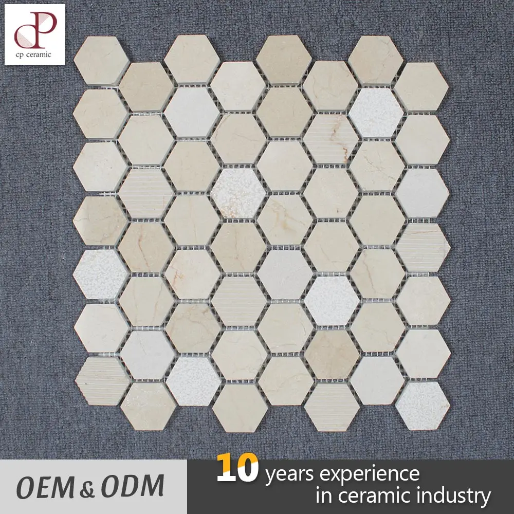 Шестигранные соты для ванной мраморная мозаика на сетке