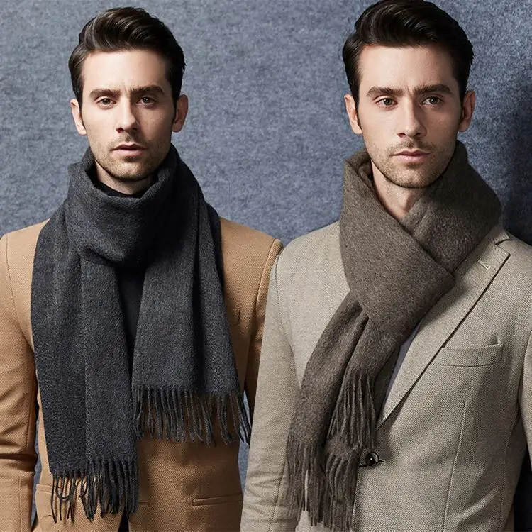The Latest Modern Long Shawl Echarpe Jacquard Check Pattern Pashmina Scarfs for Men Winter Shawl