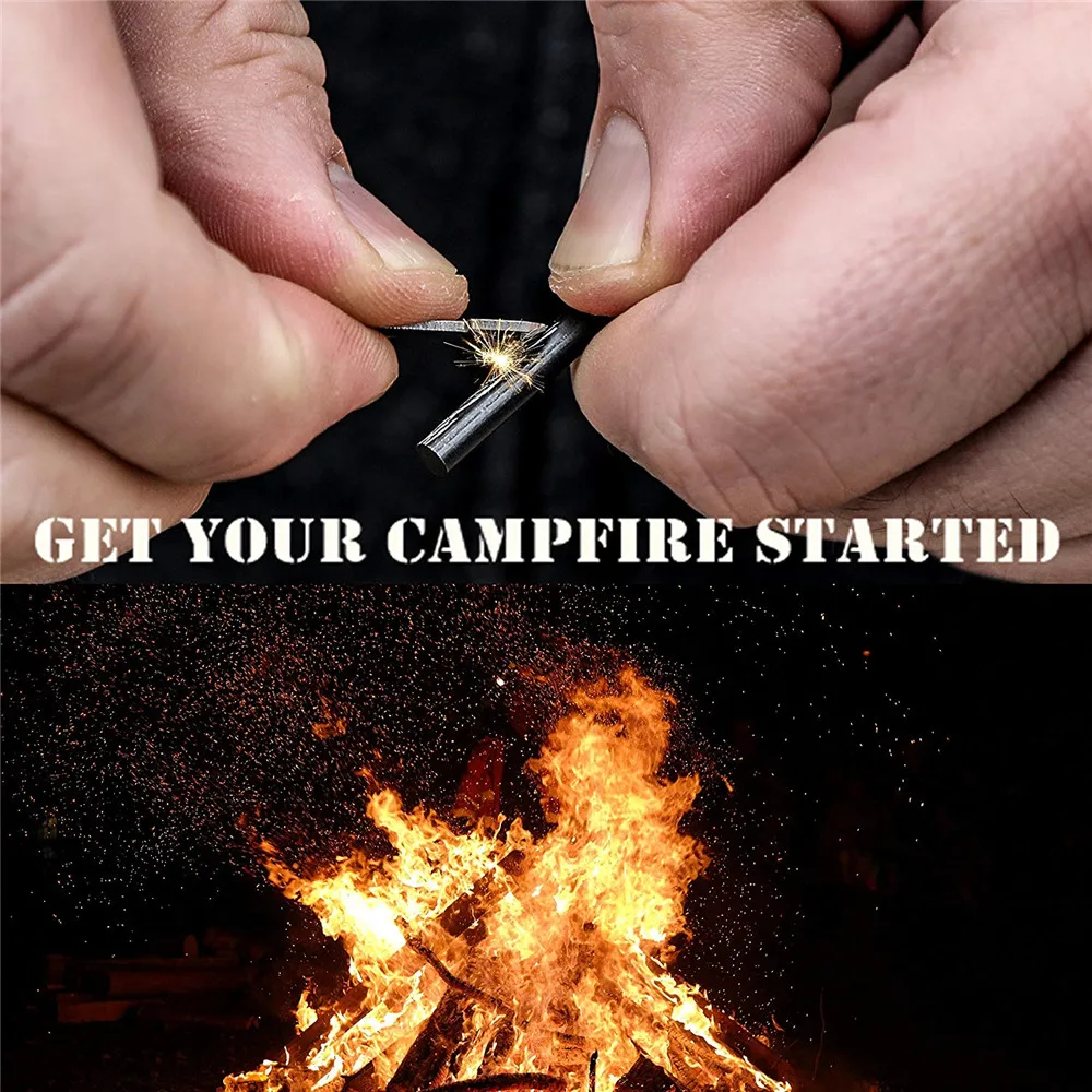 
Outdoor Paracord Keychain Lanyard Tactical Bushcraft Survival Emergency Gear Flint Fire Starter Monkey Fist 