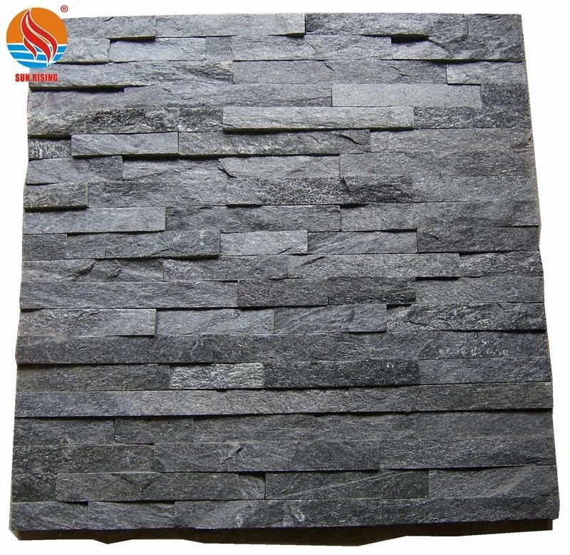 Black Quartzite Culture Stacked Stone for Walling Cladding