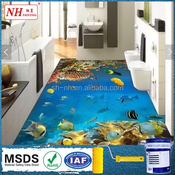 Bathroom Waterproofing clear epoxy floor coating for 3d