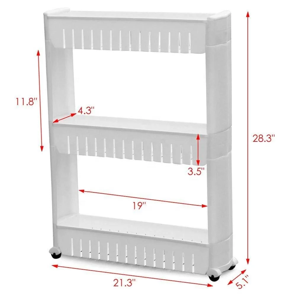 3 Tier Slide Out Storage Tower Slim Slide Out Storage Holder Tower Roller Storage RacK