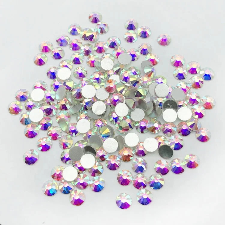Заводская распродажа, стеклянные бусины 5 мм, кристалл ab без горячей фиксации, стразы с плоским основанием