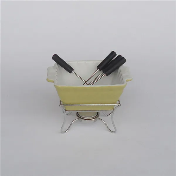 Rectangle shape special cheap chocolate fondue burner candle ceramic fondue