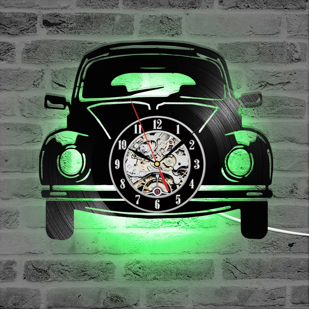 Preciser Hollow 3D Car Vinyl Record Clock Creative Antique Style Hanging Clock Classic Home Decoration Wall Clock