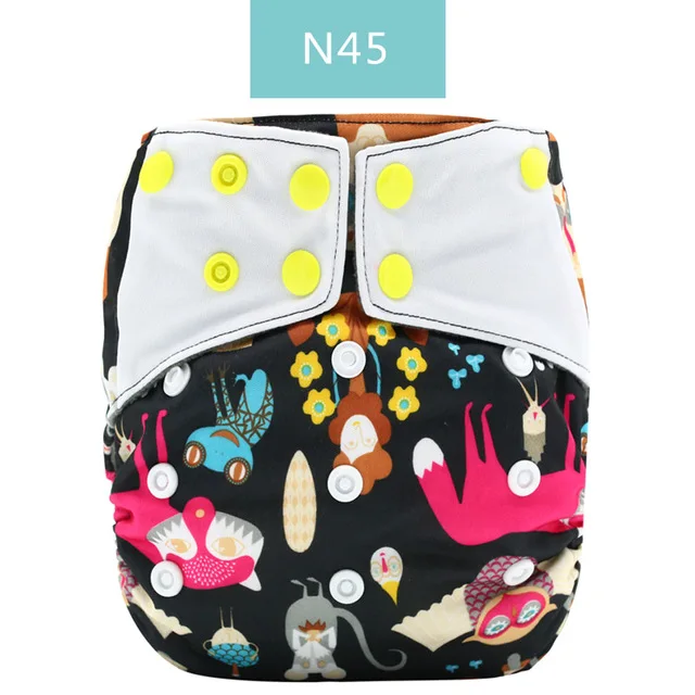 Happyflute Double-Row Snap Washable Bamboo Charcoal AIO Cloth Diaper Reusable Night Nappies for Baby factory wholesale