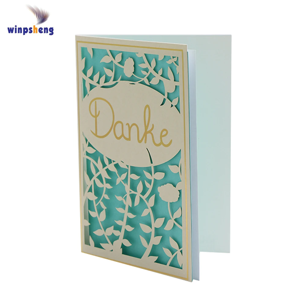 
Paper craft nice design laser cutting thank you card custom with logo 
