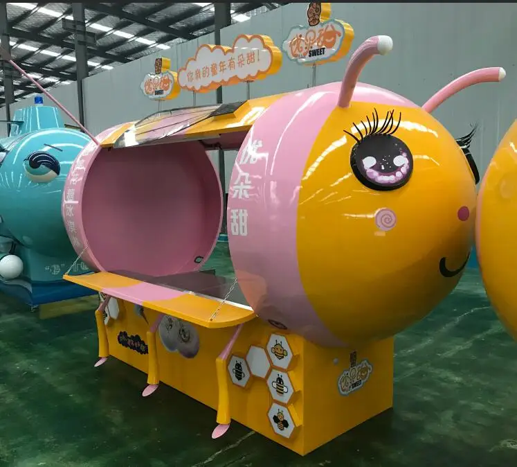 2019 new design little bee food truck vending cart mobile hot dog cart ice cream kiosk