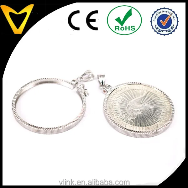 Sterling Silver 1 oz American Walking Liberty Silver Eagle Dollar Diamond Cut Coin Bezel 40.60mm x 3.05mm