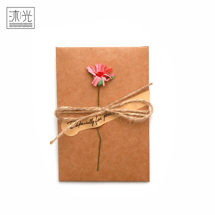 Wholesale Custom Handmade Paper Flowers Recycled Kraft Paper Thank You Greeting Cards