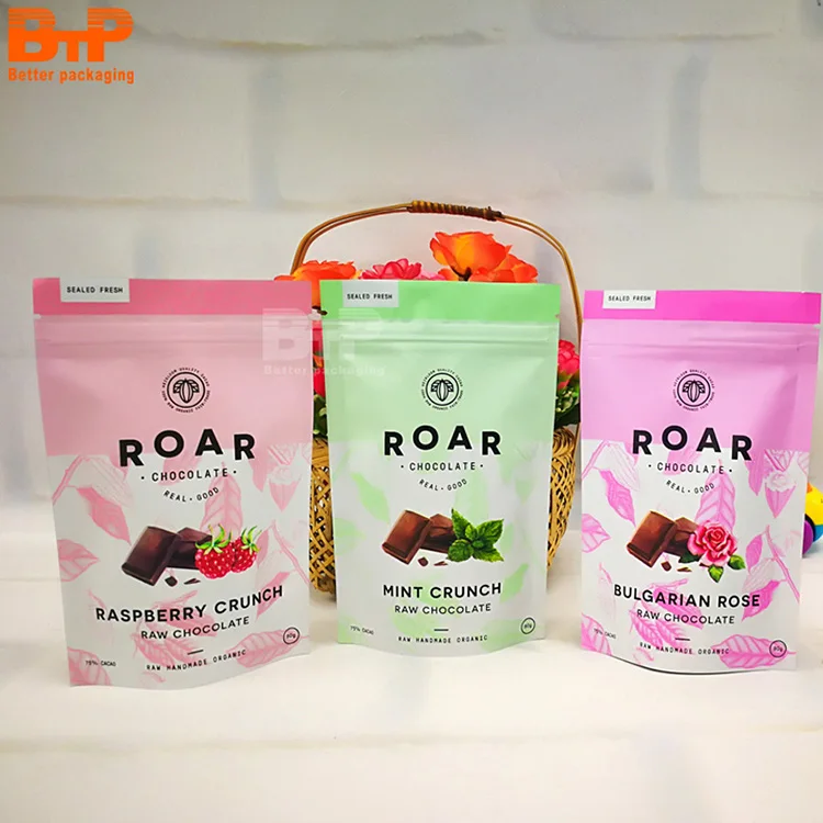 Customized Stand Up Maylar Pouch Packaging Seal Zipper Bags For Biscuit Chocolate Dry food Candy and Dry fruit