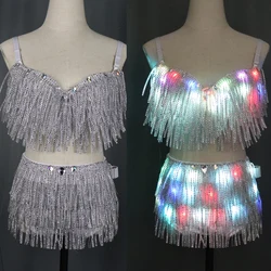 LED Clothes Luminous Costume Ladies Bra luminous Shorts LED Ballet Costume Party Suits el product