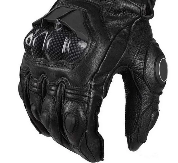 Professional White and black leather motorcycle race gloves
