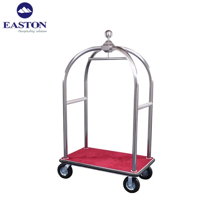 Stainless steel bellman luggage cart or concierge birdcage trolley luggage cart for hotel