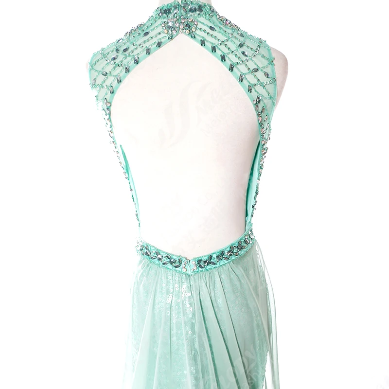 Formal party gown green backless sexy sequin long evening dresses