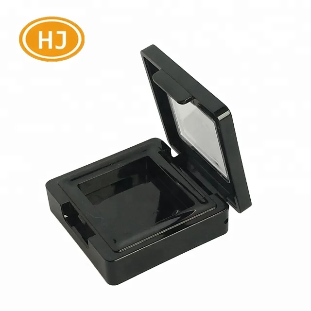 Empty cosmetic container single pan transparent window black eyeshadow palette case