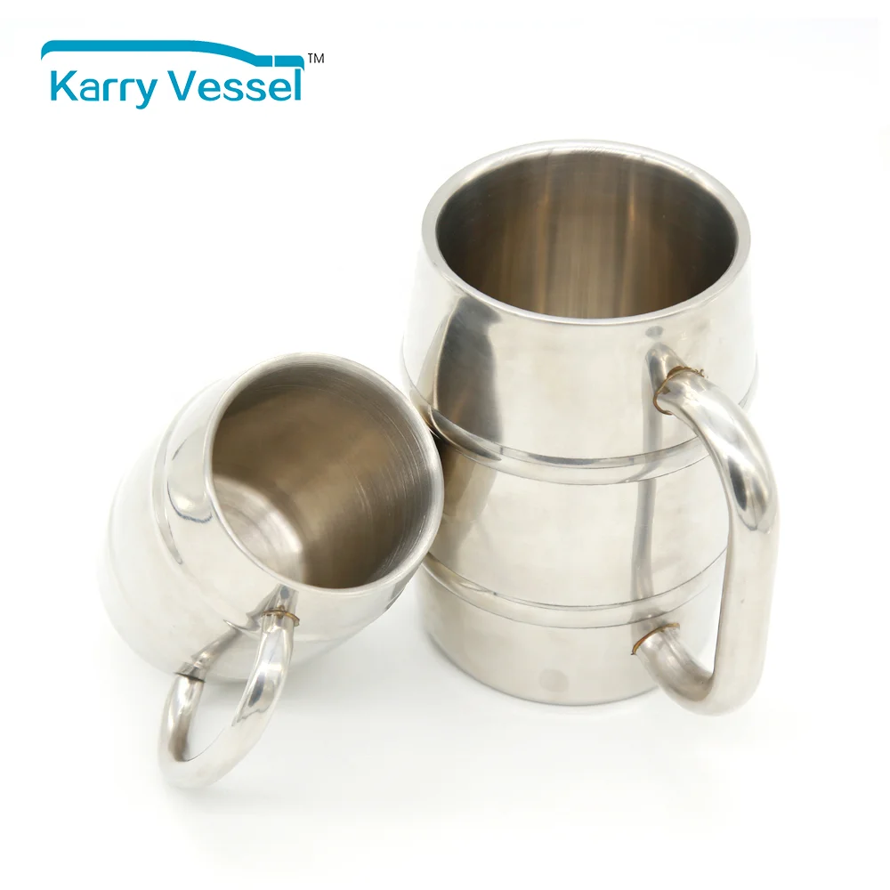 KARRY VESSEL Customized Logo Wholesale Double Wall Stainless Steel Beer Mug Tankard tumbler With Handle