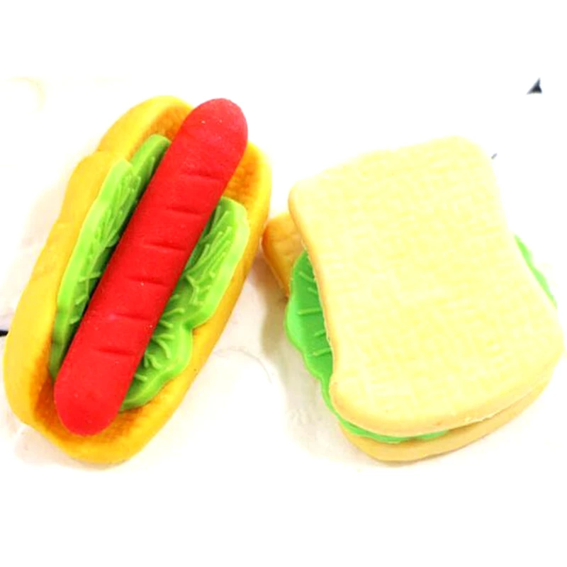 
Yiwu Supplier New Type Food Eraser Hamburg heat slices Eraser 