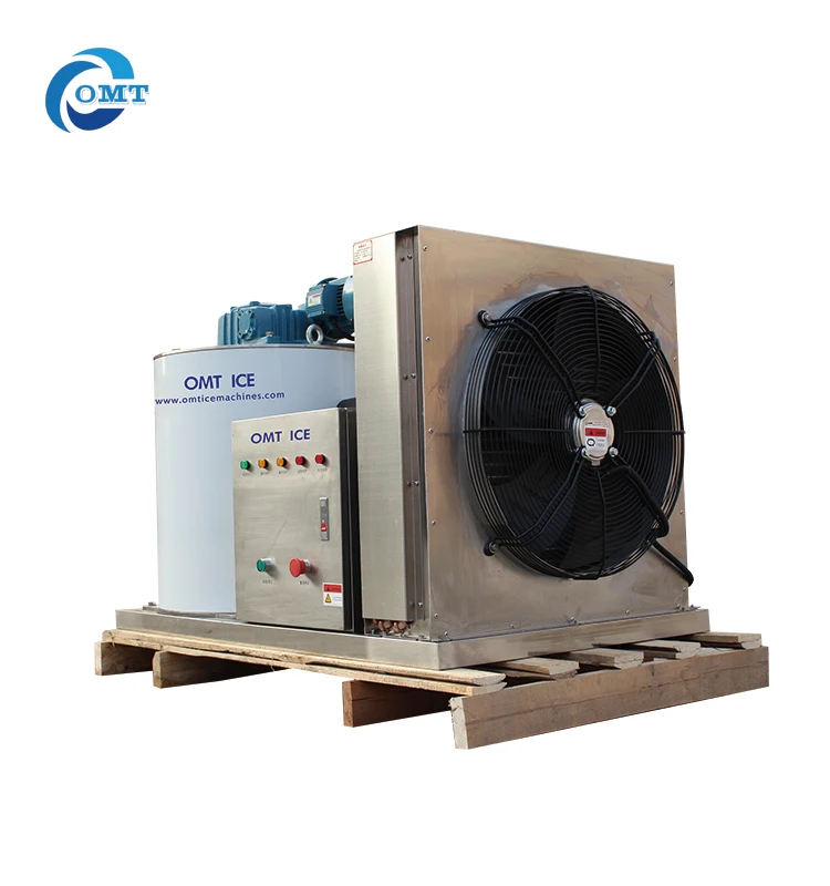 Dry Flake Ice 1tons/24h Salt Water Flake Ice Machine For Seafood Market