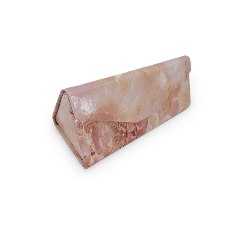 Складной футляр для солнцезащитных очков ручной работы из искусственной кожи с мраморной