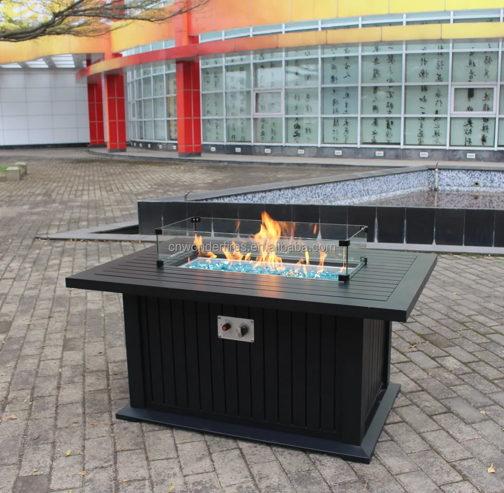 
Promo outdoor Rectangle Aluminum Gas Fire pit Table, 55000 BTU,Stainless steel drop in pan 