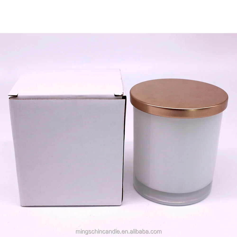 Home Decoration Round Lucency Glass Candles white box soy wax 3% fragrance thick glass jar candle with lid