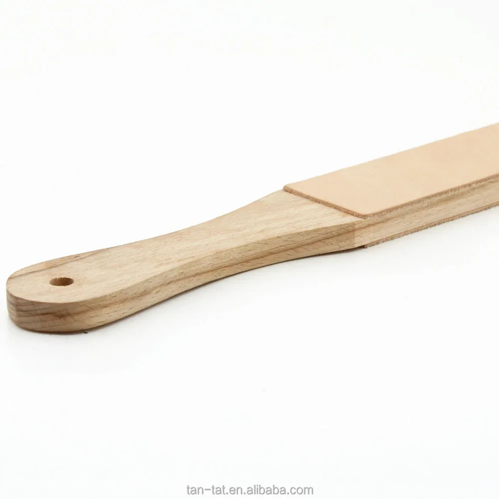 Genuine Leather Wood Razer Strop Barber Dual Sided Leather Strop