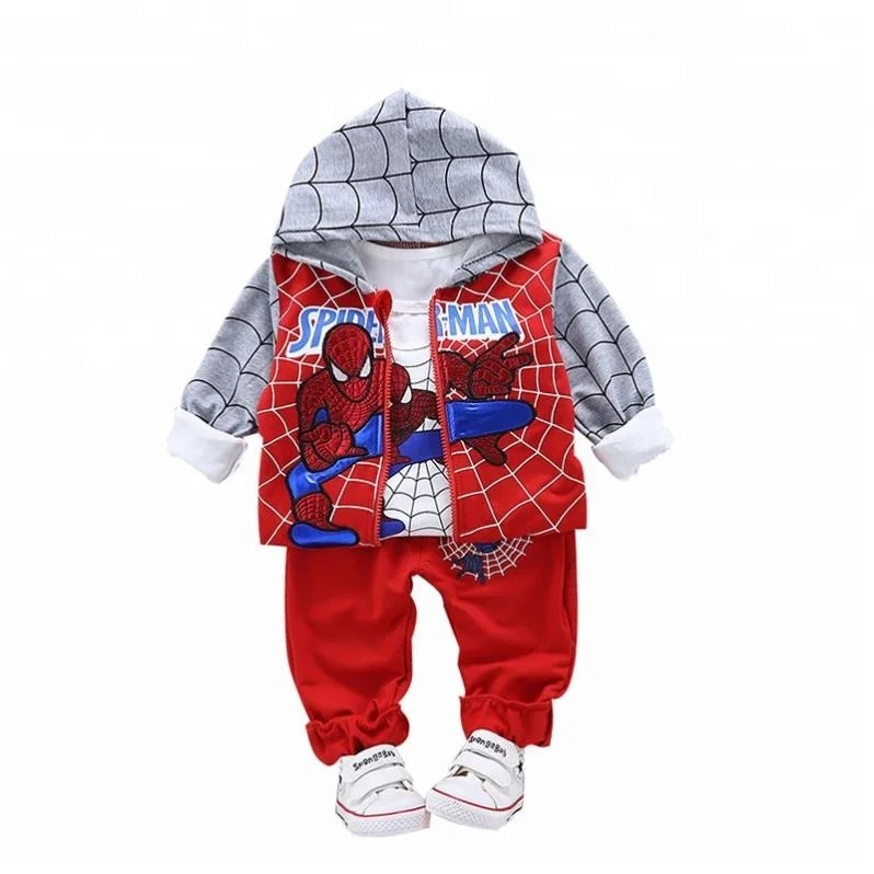 Лидер продаж 2018, детская одежда из 100% хлопка, повседневные комплекты одежды для маленьких мальчиков из 3 предметов с героями мультфильмов