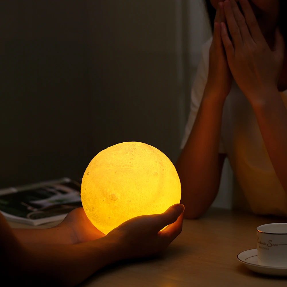 Moon Light - 3d Printing Light - Moon Lamp 3d - Warm and White Touch Control Brightness with USB Charging