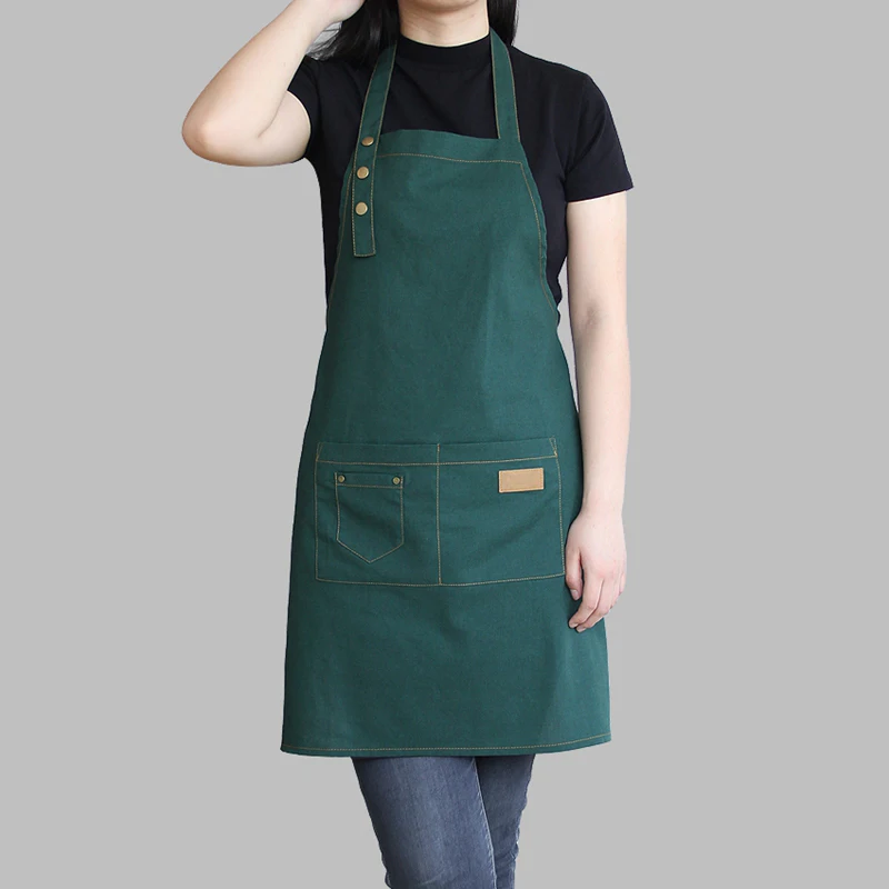Hot sale hanging neck style kitchen apron cotton with adjustable button