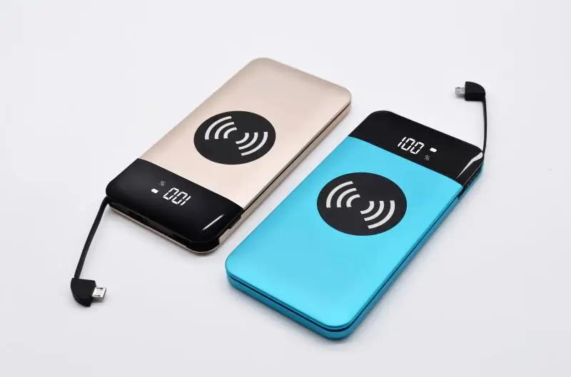 Alibabas Best Sellers Private Mold Multifunctional Ultra Slim Qi Wireless Charger Portable Wireless Power Bank With LCD Digital