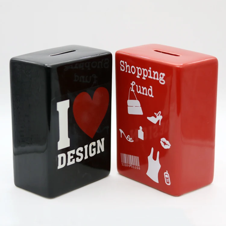 
Cute ceramic doll custom mini atm money box for kids 